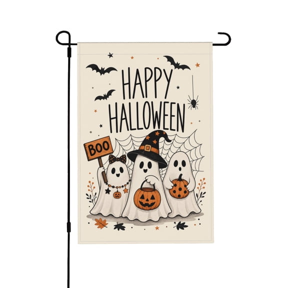 Garden Flag with Ghosts Design for Outdoor Decor, Weather Resistant, 12x18