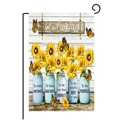 Garden Flage Sunflower Positive Quotes Picture 12 18 Inch Double Sided Vertical Yard Outdoor Decoration
