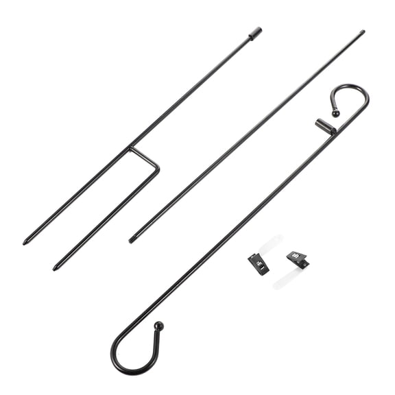STRANDCHIC Black Metal Garden Flag Pole Stand Set, 2 Pieces, and Weather-Resistant for Outdoor Backyard Flags