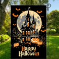 thumbnail image 1 of Garden Flags 12x18 Inch Halloween Garden Flag Double-Sided Haunted House Pumpkin Bats Moon Outdoor Fall Yard Sign Holiday Banner for Porch Lawn Decor, 1 of 5