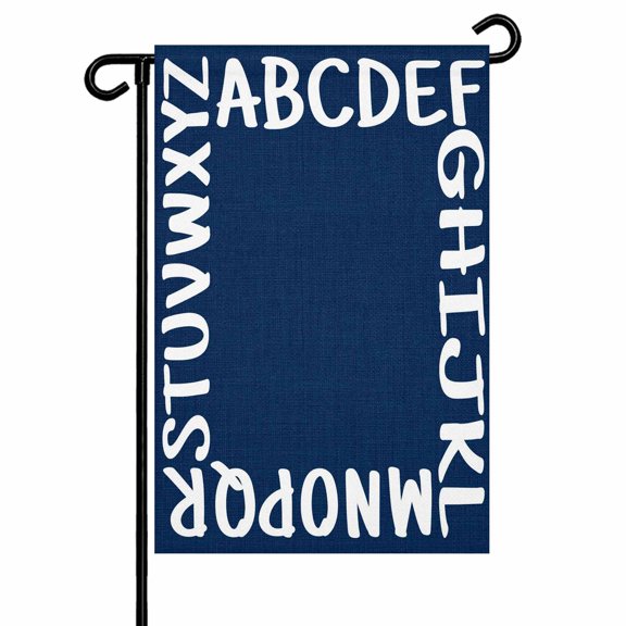 Garden Flags Alphabet Garden Flag Double Sided Welcome Flag Navy Blue Modern Minimalist Letter Yard Flags for Outdoor Backyard Lawn Porch Deck Patio Decor 12x18 Inch