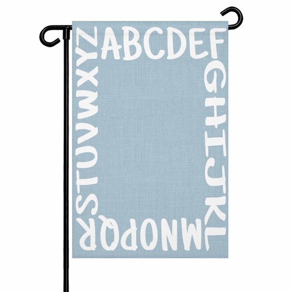 Garden Flags Alphabet Garden Flag Double Sided Welcome Flag Teal Blue Modern Minimalist Letter Yard Flags for Outdoor Backyard Lawn Porch Deck Patio Decor 12x18 Inch