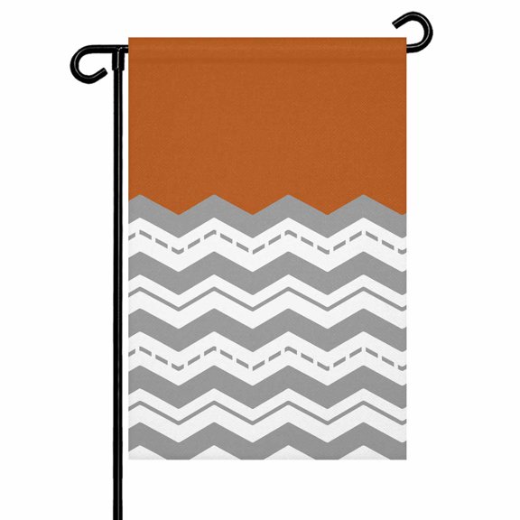 Garden Flags Burnt Orange Grey Waves Garden Flag Double Sided Welcome Flag Chevron Stripe Yard Flags for Outdoor Backyard Lawn Porch Deck Patio Decor 12x18 Inch