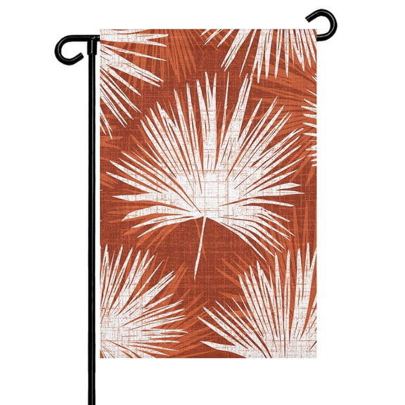 Garden Flags Burnt Orange Palm Fronds Garden Flag Double Sided Welcome Flag Coastal Tropical Leaves Yard Flags for Outdoor Backyard Lawn Porch Deck Patio Decor 28x40 Inch