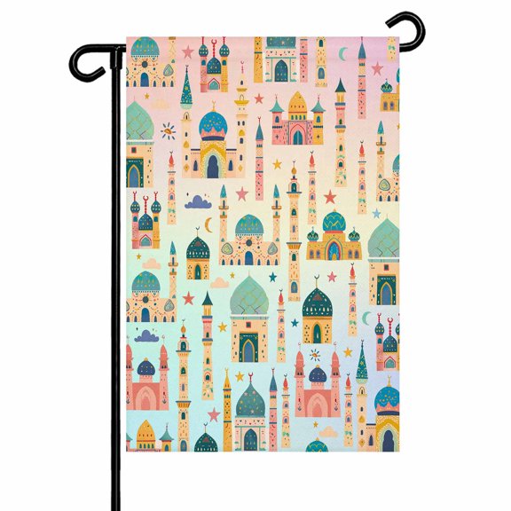 Garden Flags Castle Stars Moon Garden Flag Double Sided Welcome Flag Ombre Colorful Graffiti Yard Flags for Outdoor Backyard Lawn Porch Deck Patio Decor 12x18 Inch