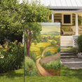 thumbnail image 1 of Garden Flags Cute Colorful Farm Wooden House Flag Trees Holiday Party Flag Outdoor Farmhouse Decor Home Porch Flags 12 x 18inch, 1 of 5