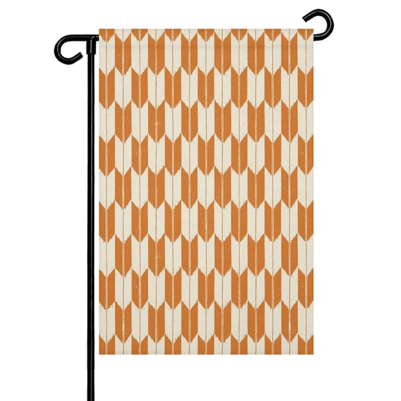 Garden Flags Orange Arrow Patterns Garden Flag Double Sided Welcome Flag Abstract Geometric Lines Yard Flags for Outdoor Backyard Lawn Porch Deck Patio Decor 12x18 Inch