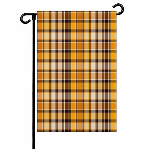Garden Flags Orange Yellow Buffalo Plaid Garden Flag Double Sided Welcome Flag Classic Check Yard Flags for Outdoor Backyard Lawn Porch Deck Patio Decor 12x18 Inch
