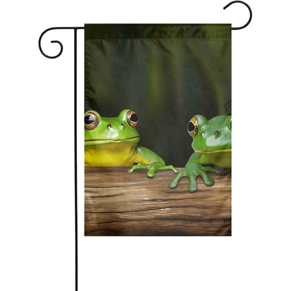 Garden Flags for Outside Two Green Frogs Garden Flag 12 x 18 Inch Double Sided Seasonal Welcome Yard Outdoor Flag small garden flags for Patio Porch Farmhouse Decor