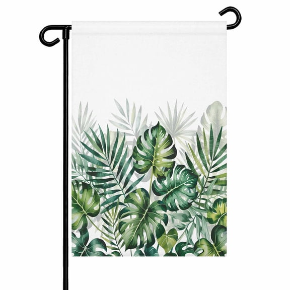 Garden Flags Palm Leaves Garden Flag Double Sided Welcome Flag Summer Tropical Plant Leaf Yard Flags for Outdoor Backyard Lawn Porch Deck Patio Decor 12x18 Inch