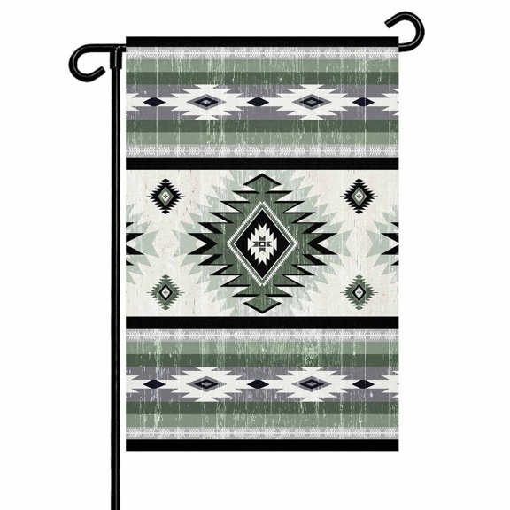 Garden Flags Sage Green Boho Aztec Garden Flag Double Sided Welcome Flag Southwest Tribal Geometric Yard Flags for Outdoor Backyard Lawn Porch Deck Patio Decor 12x18 Inch