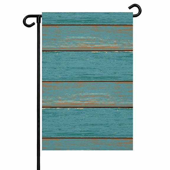 Garden Flags Teal Wood Grain Garden Flag Double Sided Welcome Flag Rustic Retro Wooden Yard Flags for Outdoor Backyard Lawn Porch Deck Patio Decor 12x18 Inch
