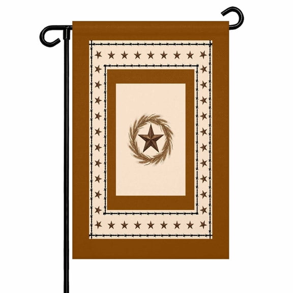 Garden Flags Weatern Texas Star Khaki Garden Flag Double Sided Welcome Flag Rustic Wheat Ears Yard Flags for Outdoor Backyard Lawn Porch Deck Patio Decor 12x18 Inch
