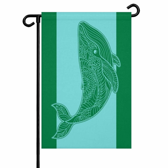 Garden Flags Whale Garden Flag Double Sided Welcome Flag Teal Green Stripes Lines Yard Flags for Outdoor Backyard Lawn Porch Deck Patio Decor 12x18 Inch