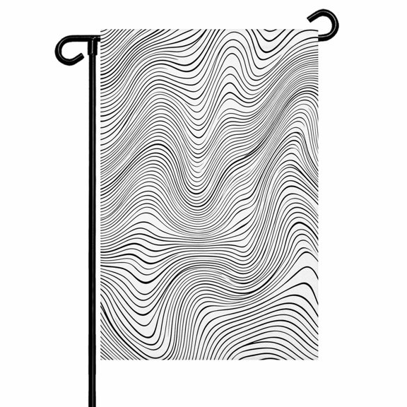 Garden Flags White Wavy Lines Garden Flag Double Sided Welcome Flag Abstract Twist Stripes Yard Flags for Outdoor Backyard Lawn Porch Deck Patio Decor 12x18 Inch