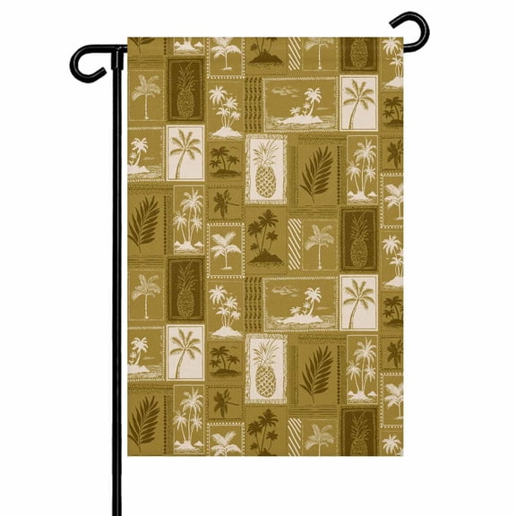 Garden Flags Yellow Palm Leaves Garden Flag Double Sided Welcome Flag Tropical Flower Stripes Plaid Yard Flags for Outdoor Backyard Lawn Porch Deck Patio Decor 12x18 Inch