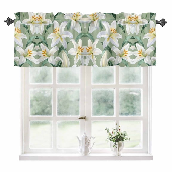 Garden Flora Illustrations Kitchen Valances for Windows 60x18 Inch Kitchen Curtains Valances Rod Pocket Spring Summer Botanical Bathroom Window Valances for Window Treatment Decor