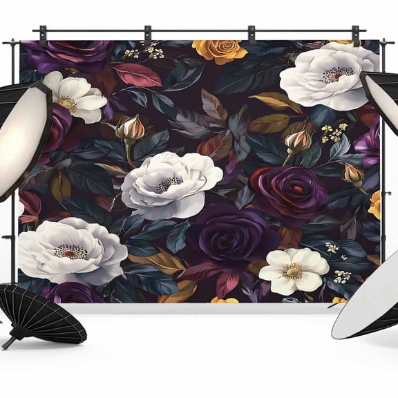 Garden Floral Backdrop for Photoshoot, Photography Photo Studio Background Wall Backdrop, Blossom Botanical Wildflower Back Drop Banner Panel for Portraits Wedding Party Live Streaming Decor 8x6Ft