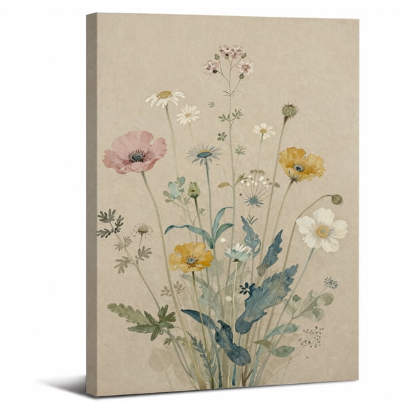 Garden Floral Canvas Wall Art Framed Bathroom Decor,perfect for bathroom bedroom or living room decor beautiful wall artwork ,8x12in