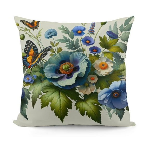 Garden Floral Pillow Covers Flower Leaves Decorative Pillows Case Polyester Linen Cushion Covers for Couch Sofa Garden Patio Decor