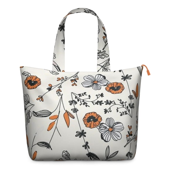 Garden Floral Print Weekender Bag, Large Capacity Carry-On Tote with Secure Zipper Closure for Women