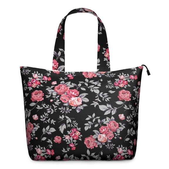Garden Floral Print Weekender Bag, Large Capacity Carry-On Tote with Secure Zipper Closure for Women