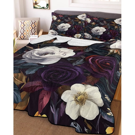 Garden Floral Twin Size Down Alternative Comforter, Lightweight Comforter Quilt Bedding Set with Pillow Shams Blossom Botanical Wildflower All Seasons Bed Comforter Duvet Insert 68"x86"