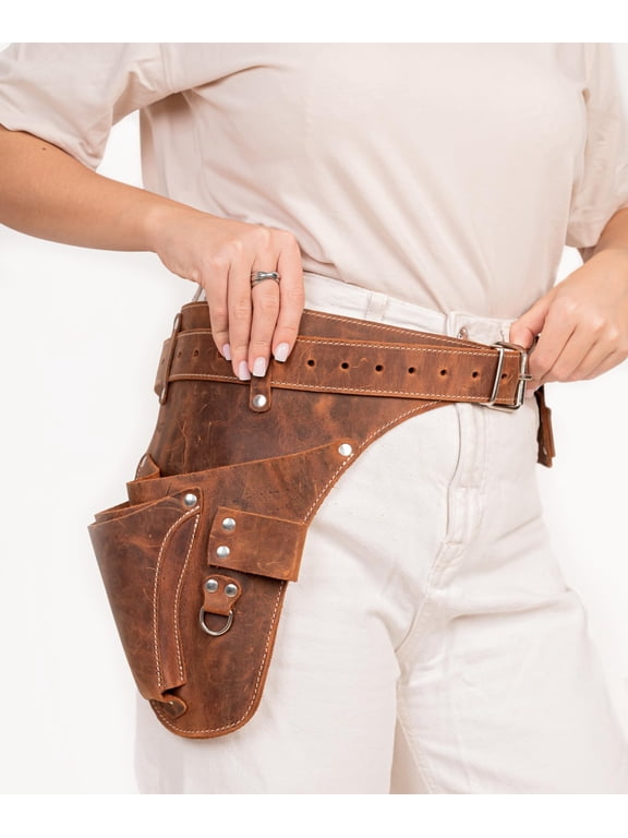 Garden Florist Tool Belt for Men | Leather Tool Belt for Women | Handmade Belt for Gardener, Electrician, and Carpenter | Leather Florist Belt (Brown CrazyHorse) (Brown crazy-horse, one size) C94