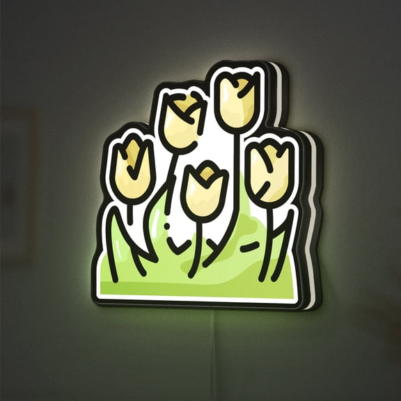 Garden Flower 3D Novelty Light Box, Nature Plant Lamp Decor for Gardening Lovers, Botanical Homes and Rustic Interiors (Width 8 inch, 20cm)