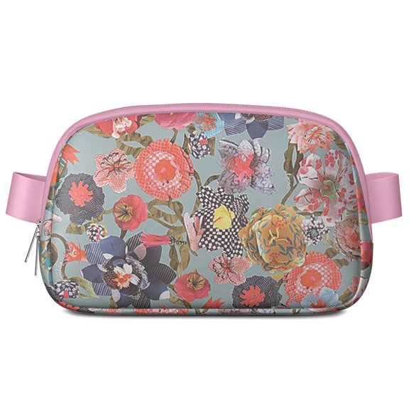 Garden Flower Fanny Pack - Waterproof Adjustable Waist Bag with Lush Bloom Design, Hands-Free for Music Festivals