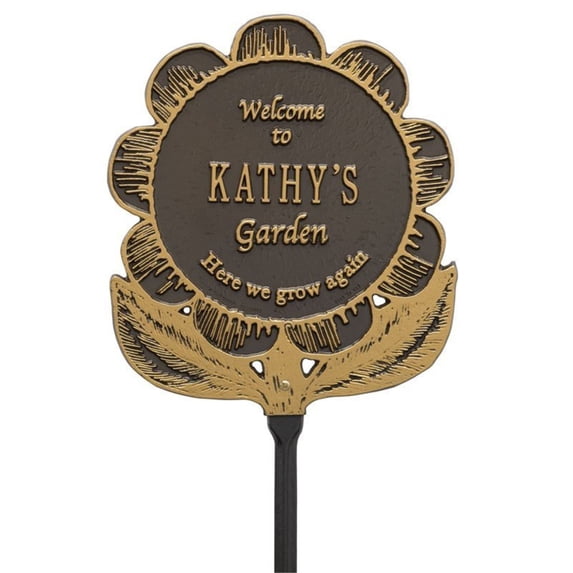 Garden Flower Personalized Lawn Plaque - Bronze/Gold