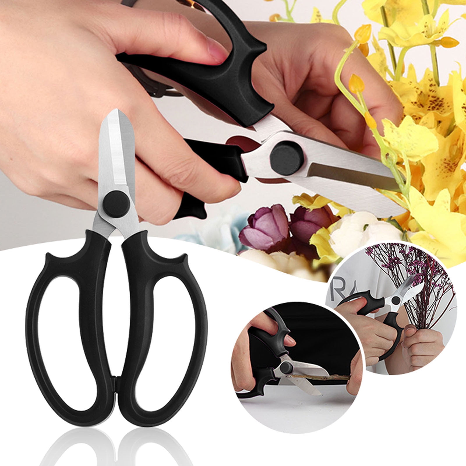 Gardening Hand Pruners - Sharp Stainless Steel Curved Blade Pruning Shears With Safety Lock