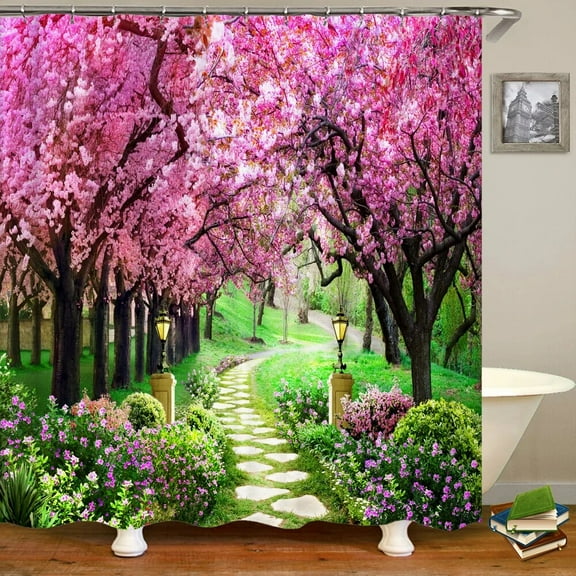 Garden Flowers Forest Landscape Shower Curtain Love Tree Bathroom Curtain Frabic Waterproof Bath Curtains for Bathroom