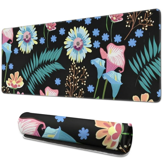 Garden Flowers Mouse Mat - Ultra-Soft, Cute Design, Non-Slip Rubber Base, Easy Glide, Splash Resistant, Portable & Personalized, Excellent for All Computers, 31.5x11.8 Inch