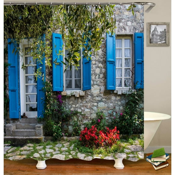 Garden Flowers Rural landscape Shower Curtains Bathroom Curtains Waterproof Fabric Scenery Bathtub Decor Bath Curtain