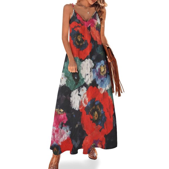Garden Flowers Sleeveless Dress Loose Women's Dress Dresses Luxury Evening Dresses