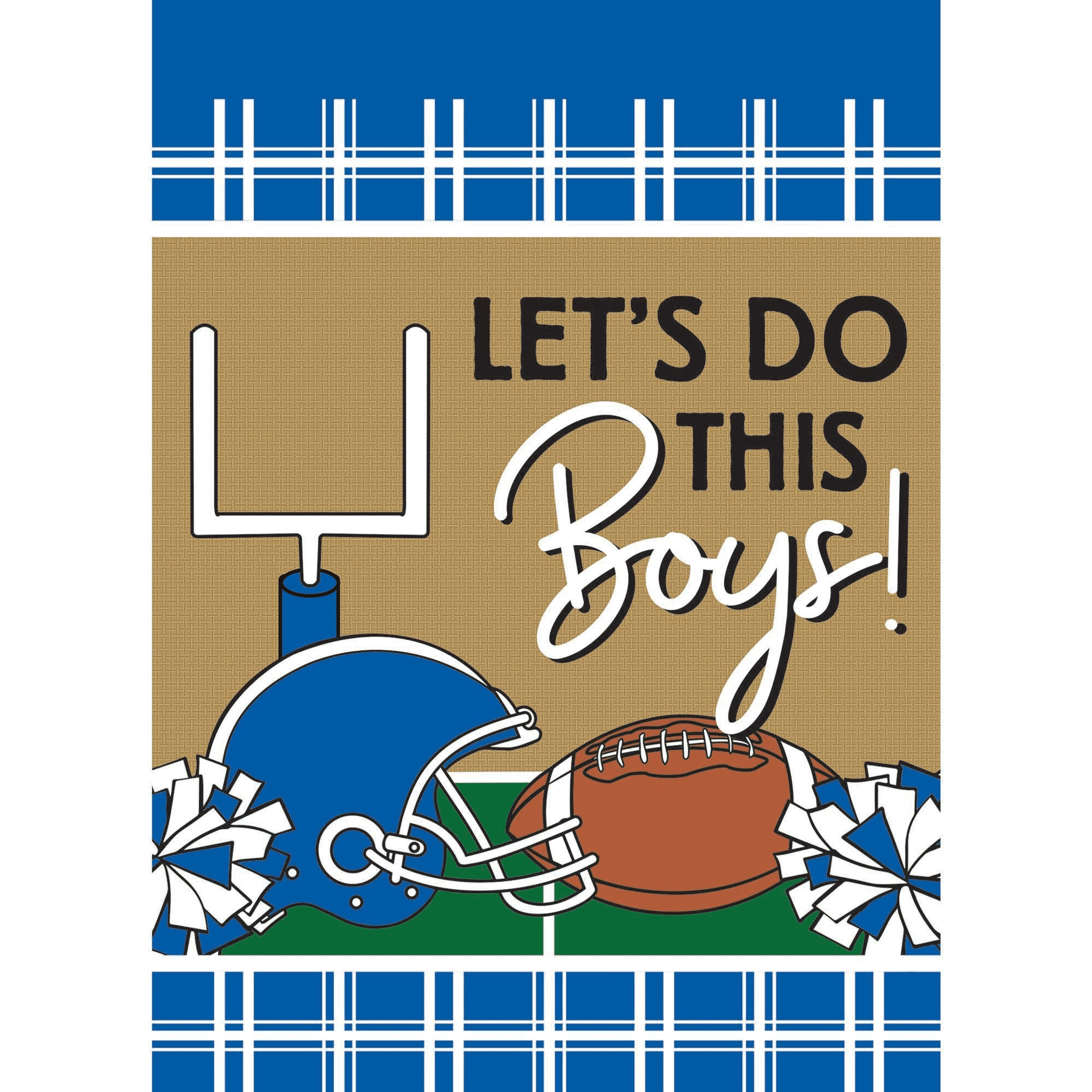 Magnolia Gardens M010089 13 x 18 in. Double Applique Football In Kentucky Blue & White Polyester Garden Flag