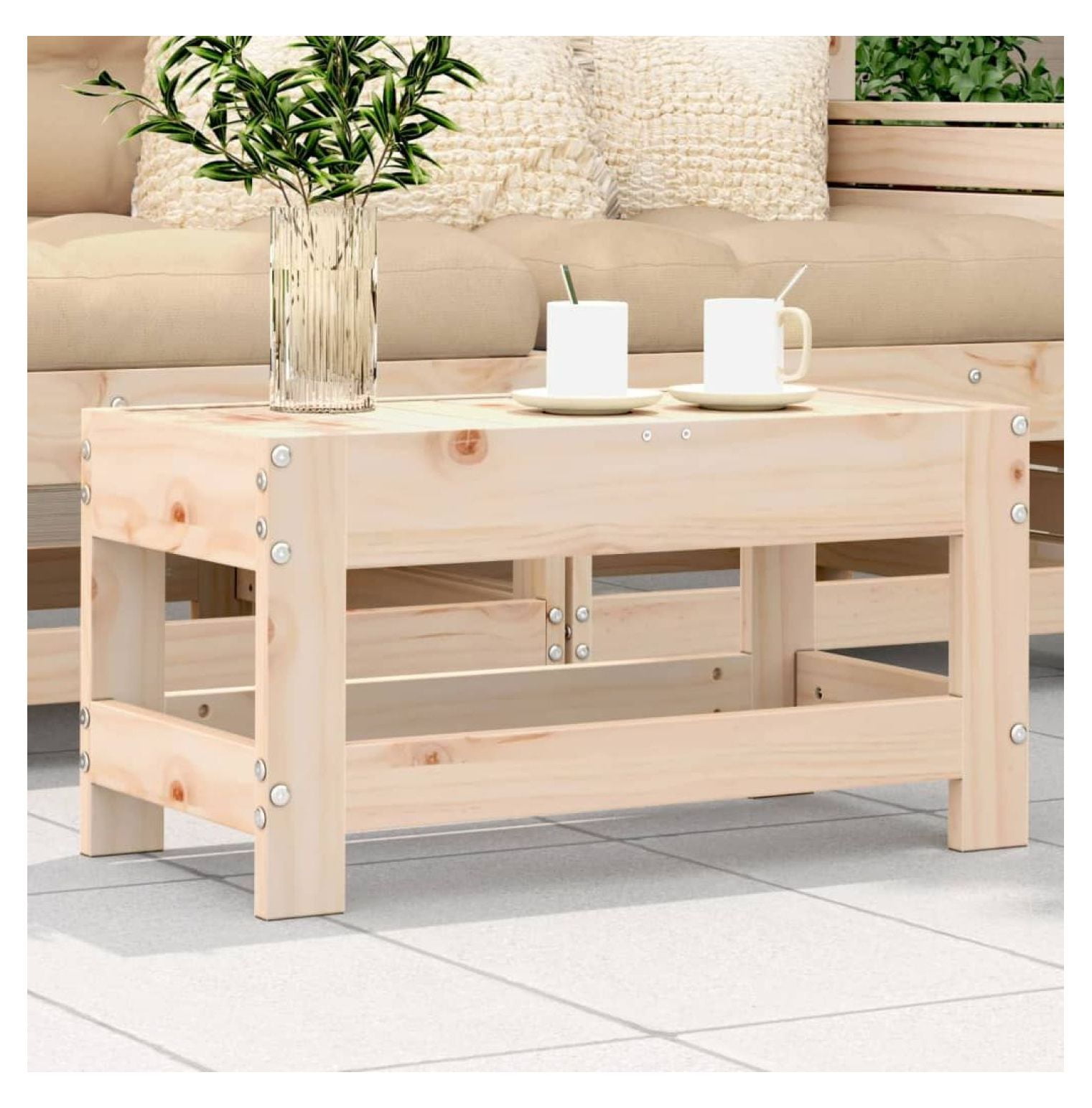 Garden Footstool Natural Wood Solid Pine Wood Medium Modular Brown ...