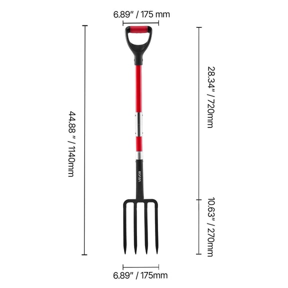 Garden Fork,4-Tine Gardening Pitchfork with Fiberglass Handle,45 in Heavy Duty Digging Fork with Y Grip,Forged Steel Spading Fork for Hay Potato Composting Transplanting Aeration