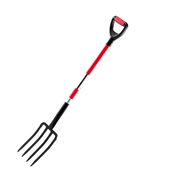 Garden Fork 4-Tine - Heavy Duty Digging Pitchfork w/ Fiberglass Handle