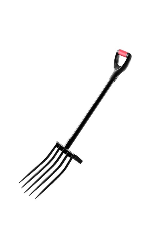 Garden Fork 5 Tine 41 Inch, Metal Handle Spading Pitchfork, Heavy Duty Y-Grip Garden Tool for Digging, Soil Loosening, Planting, Farm & Yard Work