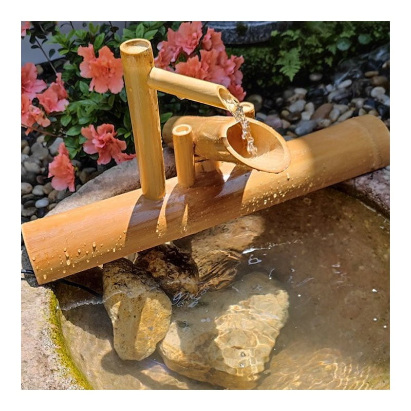 Garden Fountain Bamboo, Indoor/Outdoor Garden Water Fountain Outdoor Fountain Japanese Landscape Gardening Zen Fountain with Pump Set Water Feature for Garden Lawn Patio Backyard