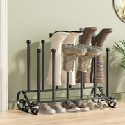 Garden Free Standing Shoe Racks - Black Metal Shoe Organizer for Boots, Artistic Boot Rack with Swirls Shape, Farmhouse Shoe Rack for Bedroom, Entryway, Patio Outdoor, Shoe Storage Fit for 6 Pairs