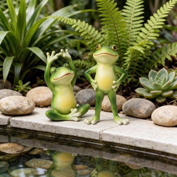 Garden Frog Ornament, Small Resin Frog Sculpture, Waterproof Sitting Frog Figurine, Cute Standing Frog Statue for Outdoor Indoor Planter Tabletop Micro Landscape Decoration