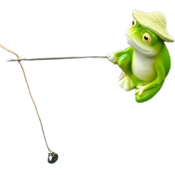Garden Frog Pond Statue Set Decoration, Fishing Frog Garden Statue Outdoor Koi Pond or Waterfall Decoration