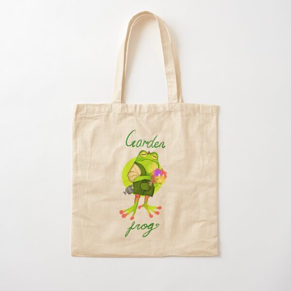 Garden Frog Style 04 Canvas Tote Bags, Reusable Shopping Bag