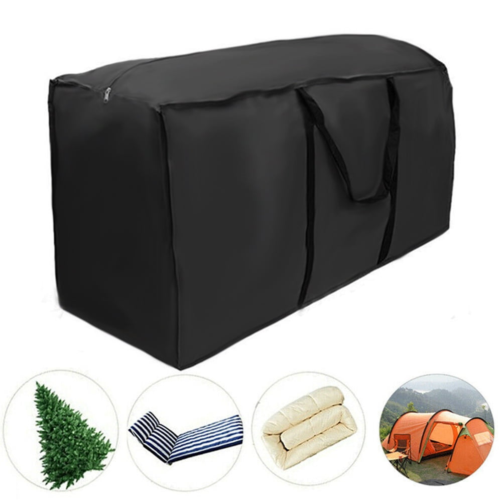 Garden Furniture Cushion Storage Bag Waterproof Anti-UV Heavy Duty Rip Proof 210D Oxford Fabric Christmas Tree Storage Bag Outdoor Garden Patio Cushion Cover Bags with Handle (Black)