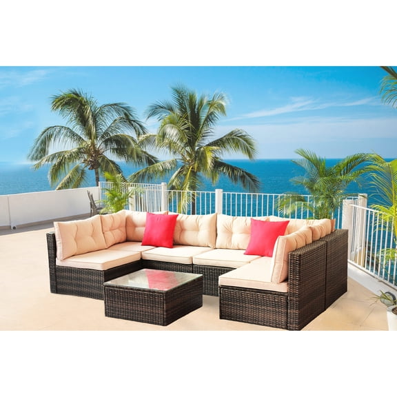 Garden Furniture Set with Tempered Glass and UV-Resistant Frame / Long-Lasting Patio Decor