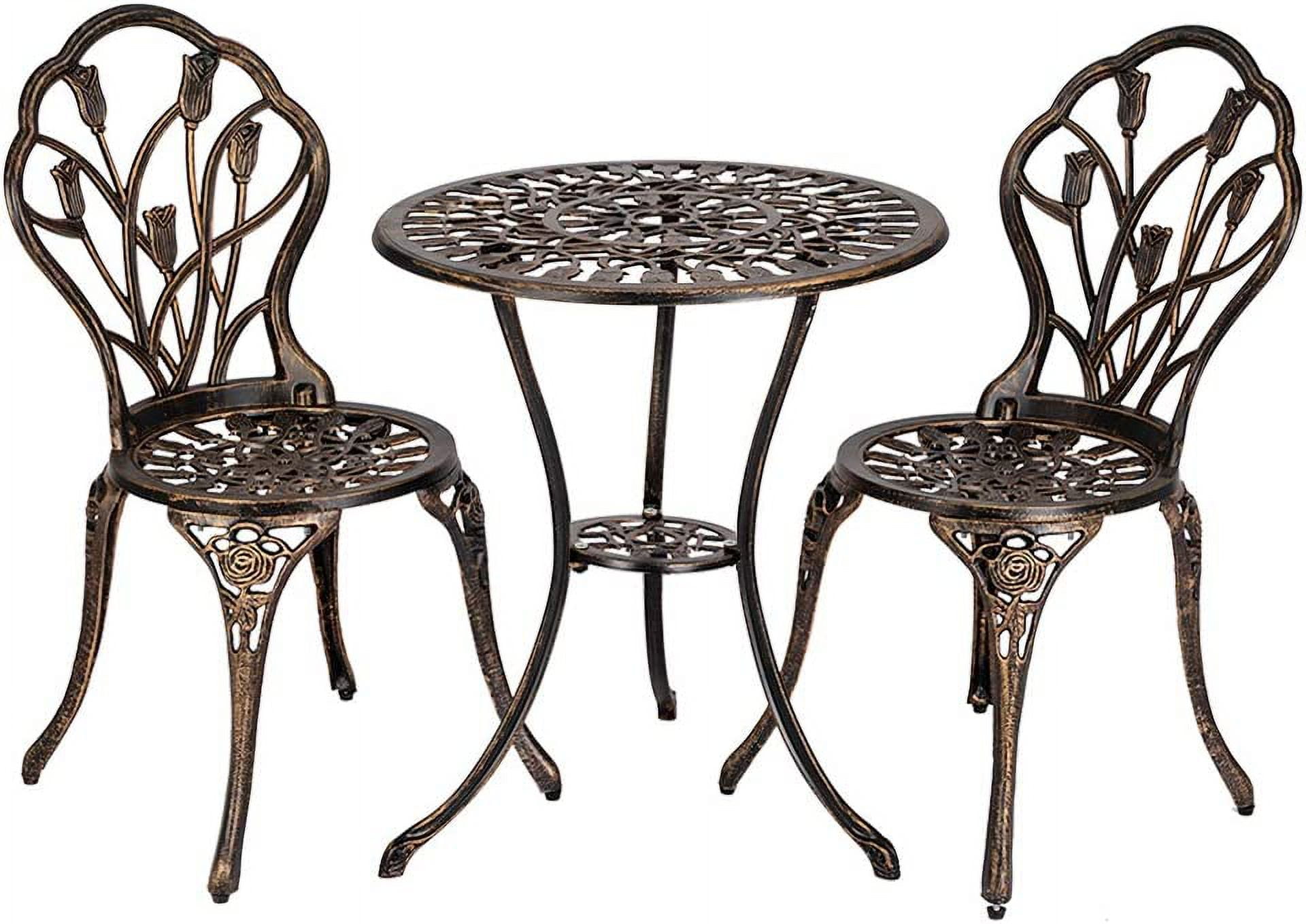 Garden Furniture Set with Umbrella Hole Cast Aluminum Garden Chairs