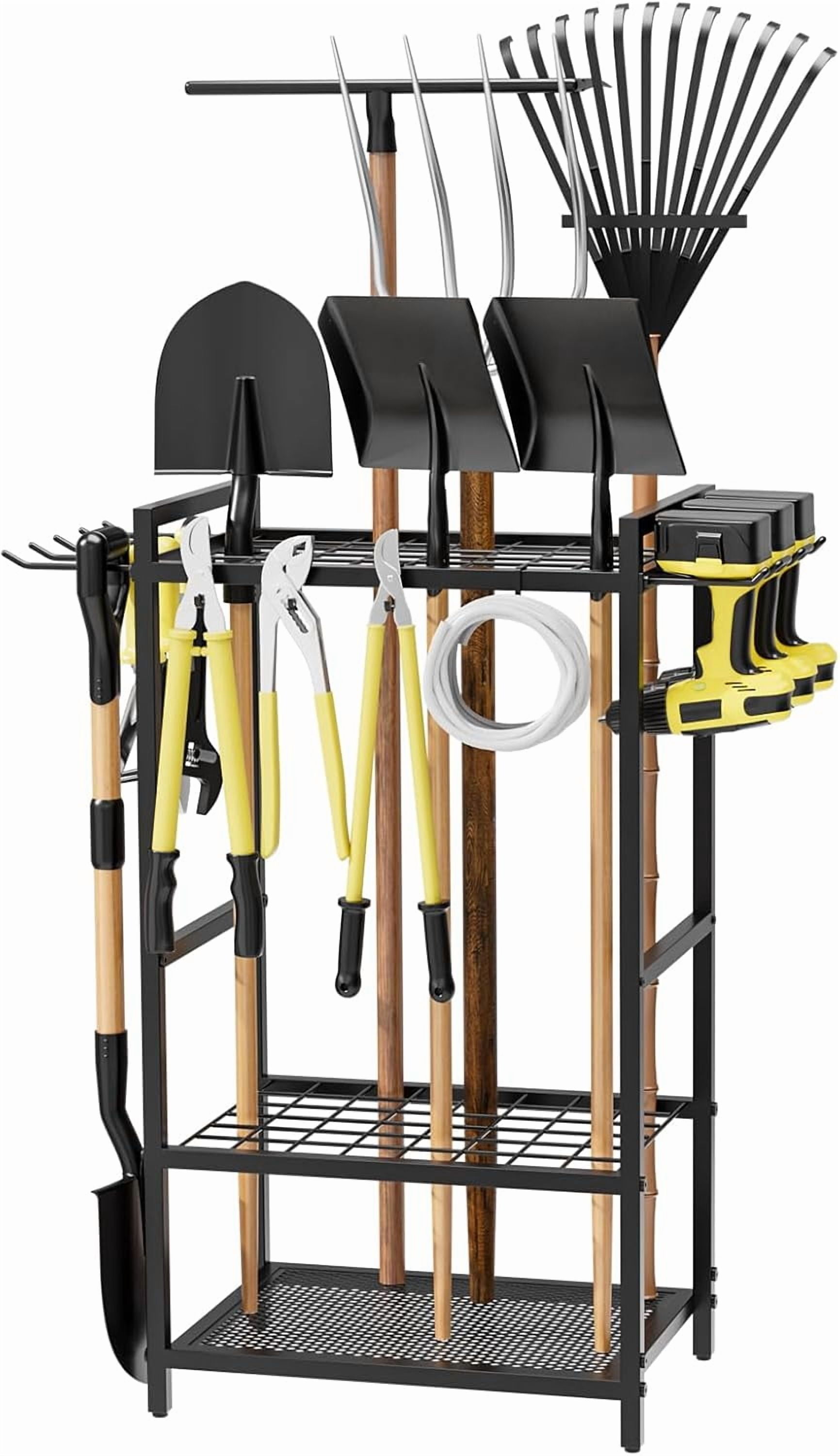 Garden Tool Organizer, Yard Tool Tower Rack For Garage Organization And Storage Up To 35 Long Handled Tools Rakes Brooms Heavy Duty Steel Garden Tool Stand For Shed Outdoor Black - View #10